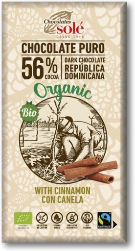Chocolates Sol&eacute; Chocolates Sole Chocolate Negro 56% Con Canela 100 Gr Eco Sg Vegan