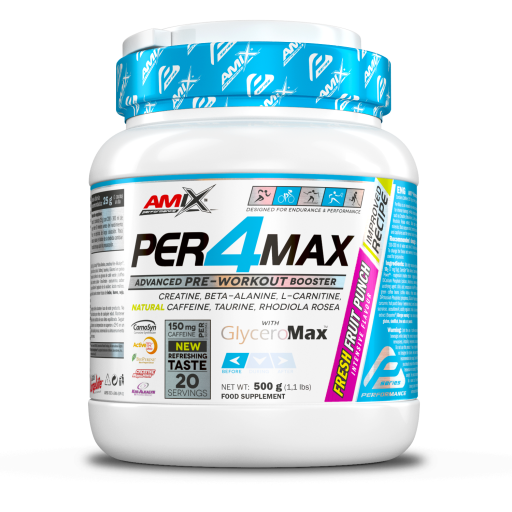 Amix Per4MAX 500 gr - Carbohidratos de R&aacute;pida Absorci&oacute;n / Contiene Cafe&iacute;na