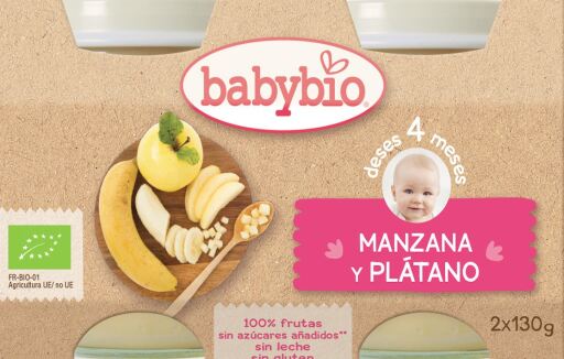 Babybio Caja 6ud.babybio Tarrito Manzana-pl&aacute;tano 2 X 130 Gr