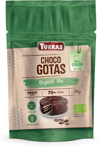 Torras Gotas De Chocolate 70% Cacao 200 Gr Bio Sg Vegan