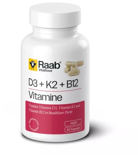 Raab Vitalfood Vitamina D3+k2+b12 460mg 60 Cap Vegan Sg