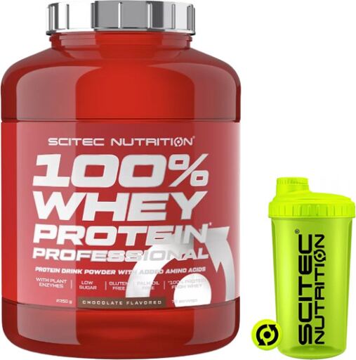 Scitec Nutrition 100% Whey Protein Professional 2.35 kg + Shaker 700 ml Amarillo Neon