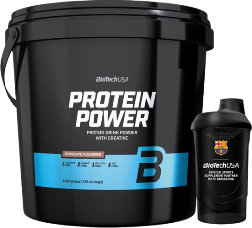 BioTech USA Protein Power 4000 gr + Shaker FC Barcelona 600 ml
